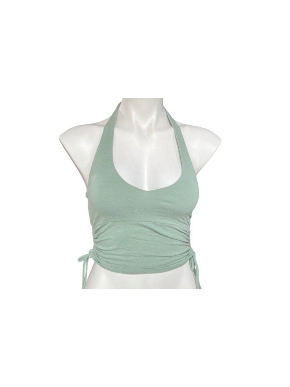 Hollister Womens Light Green Halter Top With Gathered Sides Cotton Knit XS - Picture 3 of 10